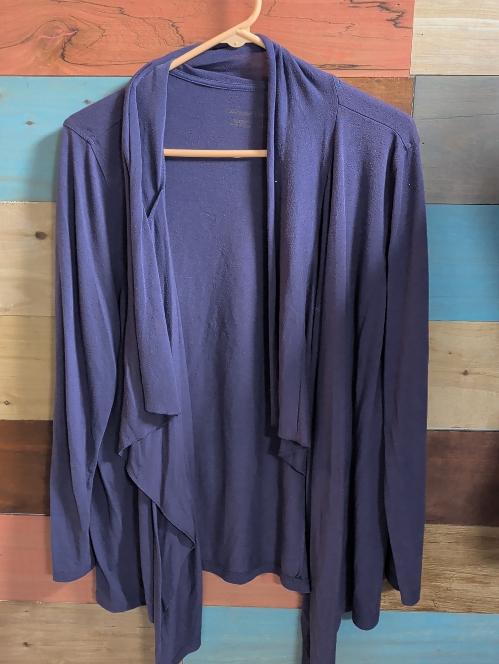 Coldwater Creek Deep Purple Draped Open-Front Cardigan